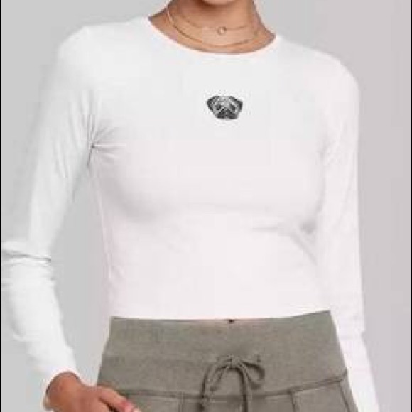 Wild Fable Long Sleeve Pug Crop Top Ivory Large - Picture 15 of 16
